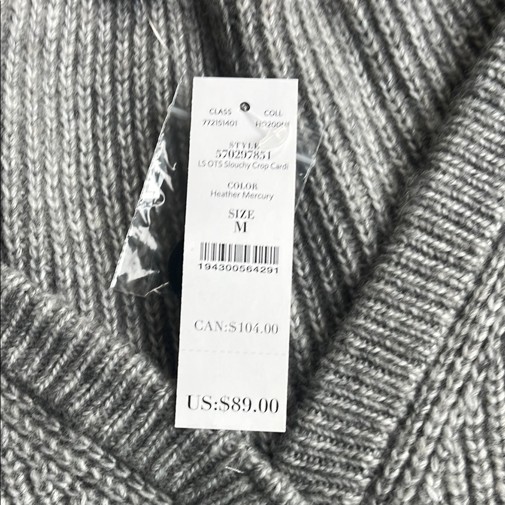 White House Black Market Gray Cropped Cardigan Size Medium - Picture 5 of 8